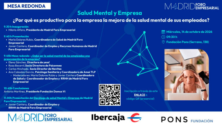 Madrid Foro Empresarial organiza la mesa redonda “Salud Mental y Empresa”